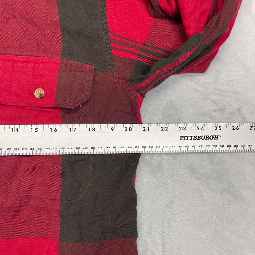 Vtg Nautica Flannel Shirt Mens Small Red Green Plaid Corduroy Collar Button-Up - Picture 4 of 6